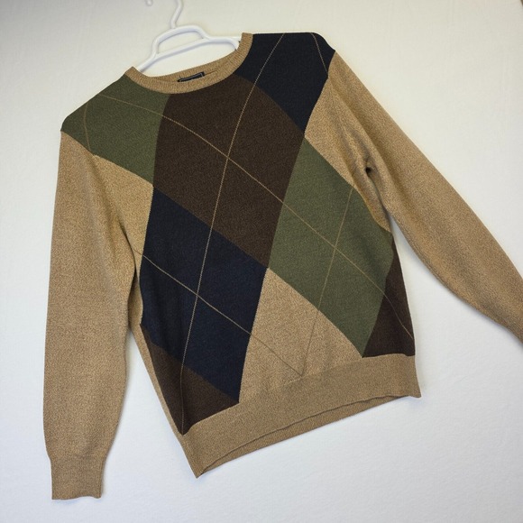 Dockers Sweater Mens‎ M Beige Crew Neck Argyle Diamond Preppy Academia Business - Picture 1 of 9